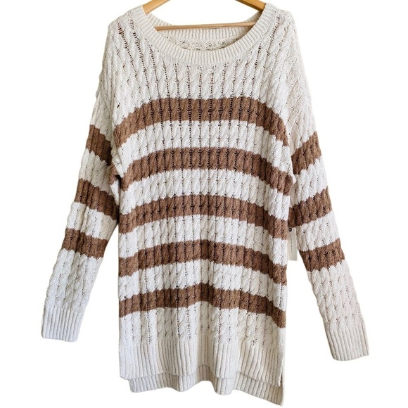 ANTHROPOLOGIE PILCRO Oversized Casual Cable Knit Striped Pullover Sweater S NWT - Picture 5 of 13
